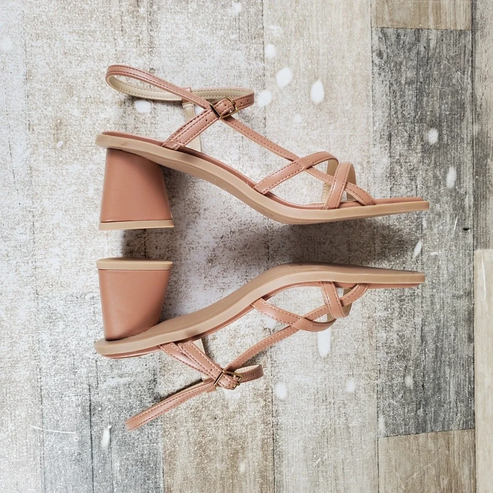 Dolce Vita Britt Womens Sandals Sz 6.5 Whiskey Stella Brown Leather Block Heel